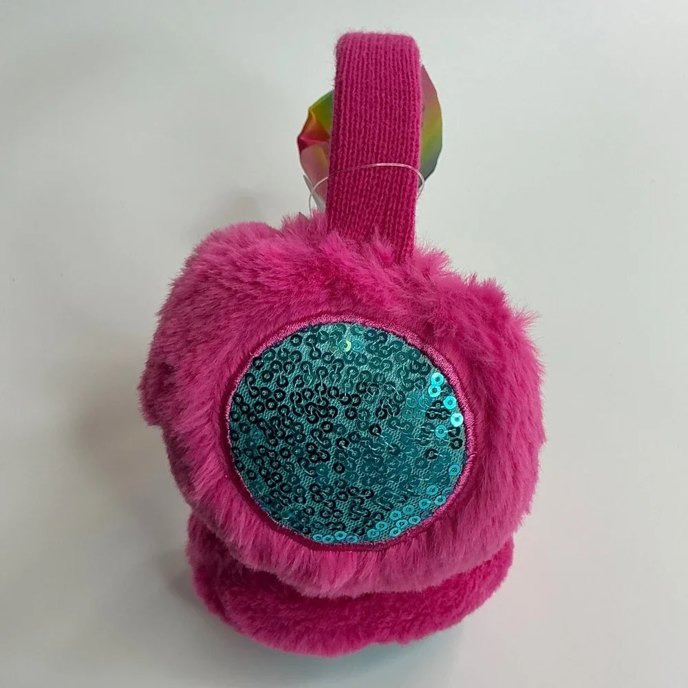 JoJo Siwa Pink Earmuffs Girls One Size Rainbow Bow Faux Fur JJFE2371TG